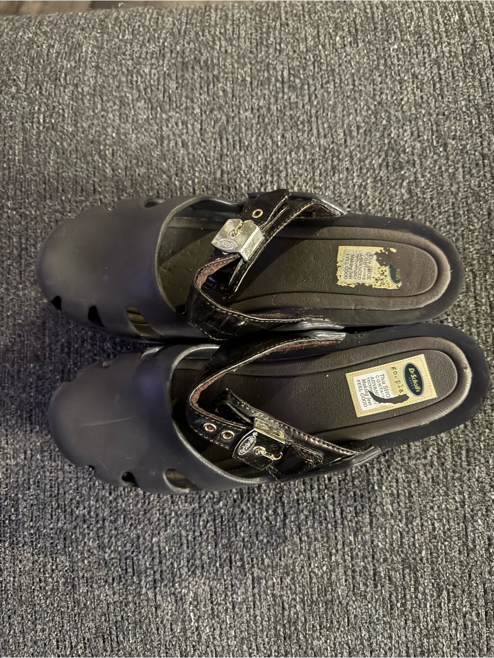 Dr. Scholl's Black Clog Mules with Decorative Buckle